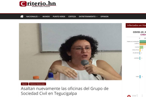 Asaltan nuevamente las oficinas del Grupo de Sociedad Civil en Tegucigalpa